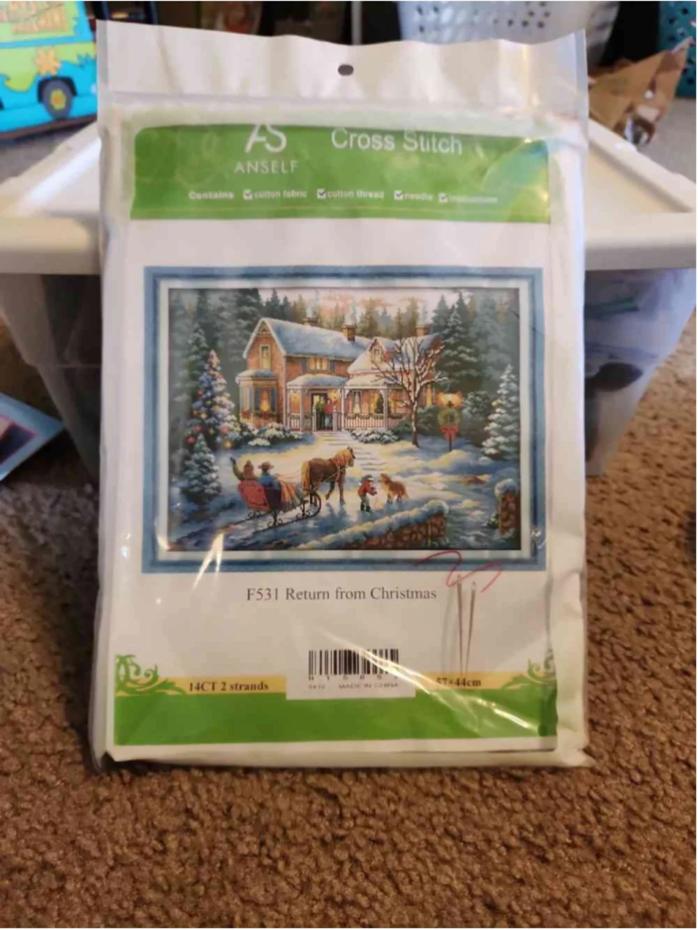ANSELF Cross Stitch Kit F531 Return from Christmas 14CT 2 Strands New